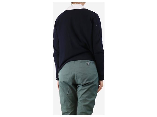 Autre Marque Offene Strickjacke aus Wollmischung in Marineblau - Größe M - Ansicht 2