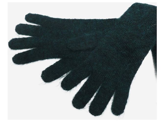Marni Lange Handschuhe aus dunkelgrünem Mohair - Ansicht 2