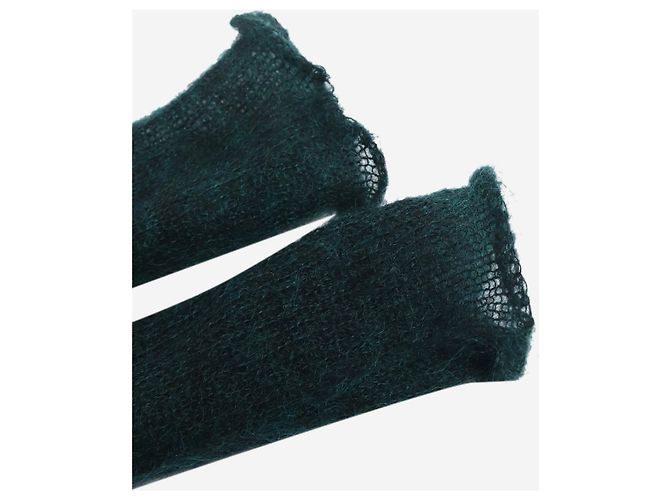 Marni Lange Handschuhe aus dunkelgrünem Mohair - Ansicht 3