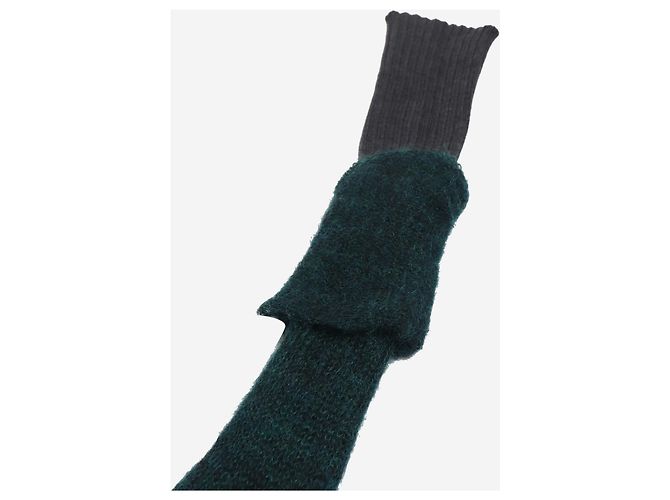 Marni Lange Handschuhe aus dunkelgrünem Mohair - Ansicht 4