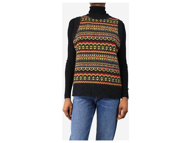 Autre Marque Dunkelgrauer Fair Isle Strickweste - Größe XS - Ansicht 3