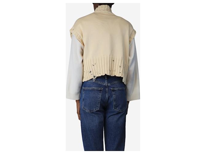 Marni Cremiger, distressed Strickweste - Größe UK 8 Roh - Ansicht 2