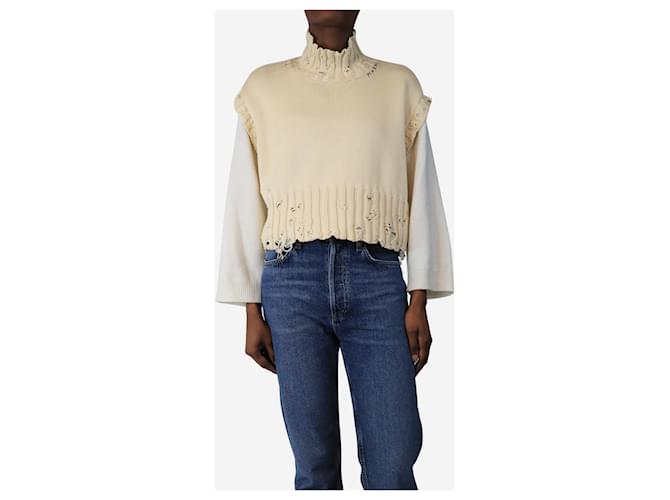 Marni Cremiger, distressed Strickweste - Größe UK 8 Roh - Ansicht 3