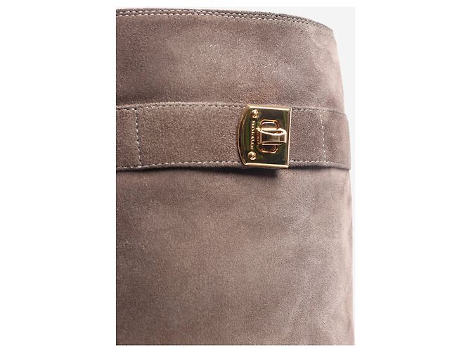 Sergio Rossi Stivali in suede marrone al ginocchio - taglia EU 38 (UK 5) - vista 4