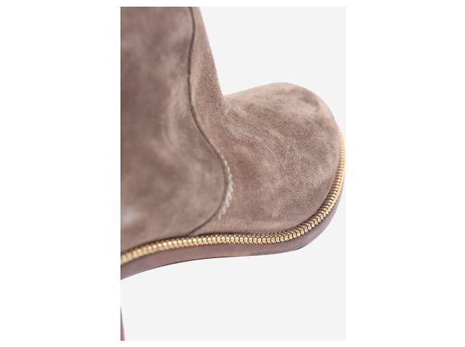 Sergio Rossi Stivali in suede marrone al ginocchio - taglia EU 38 (UK 5) - vista 5