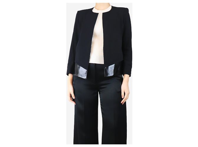 Helmut Lang Schwarzer Blazer mit Lederdetails - Größe UK 8 - Ansicht 3