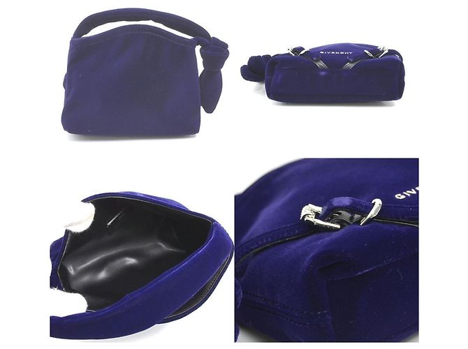Borsa in velluto voile nano Givenchy in blu navy - vista 3