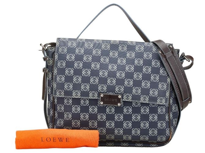 Borsa a tracolla Loewe Anagram Marrone Blu navy - vista 18
