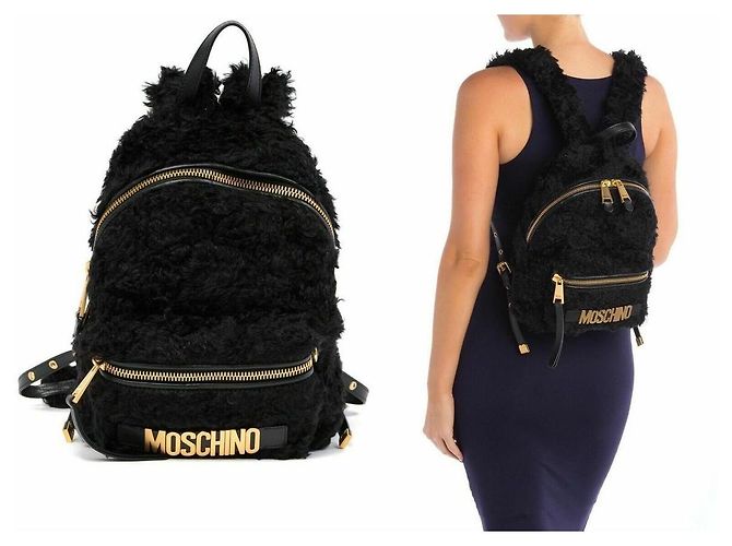MOSCHINO Mohair-Mischung Fuzzy-Logo-Rucksack Schwarz - Ansicht 2