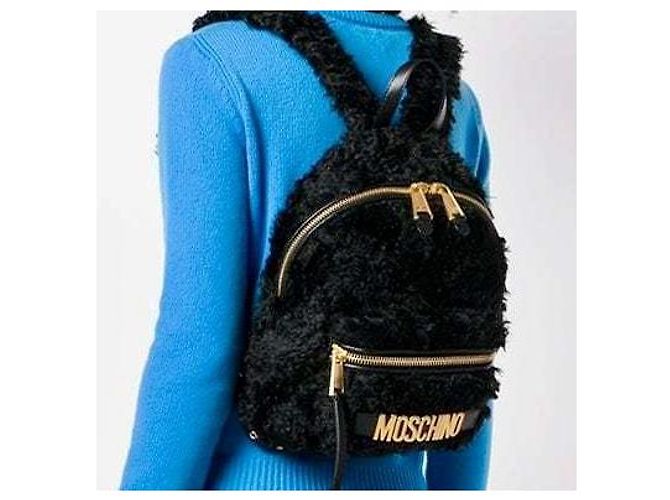 MOSCHINO Mohair-Mischung Fuzzy-Logo-Rucksack Schwarz - Ansicht 3