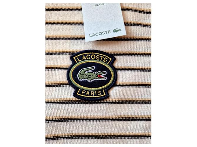 Lacoste weißer gestreifter Baumwollpullover Größe L - Ansicht 9