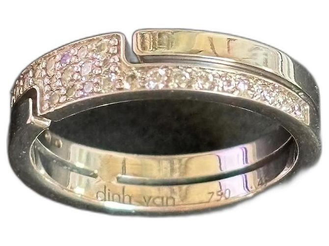 Dinh Van Seventies Ring aus Weißgold und Diamanten Größe 49 Silber - Ansicht 12