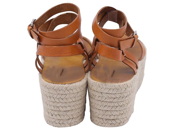 Sandali con zeppa espadrille e cinturino alla caviglia in pelle marrone Isabel Marant - vista 5