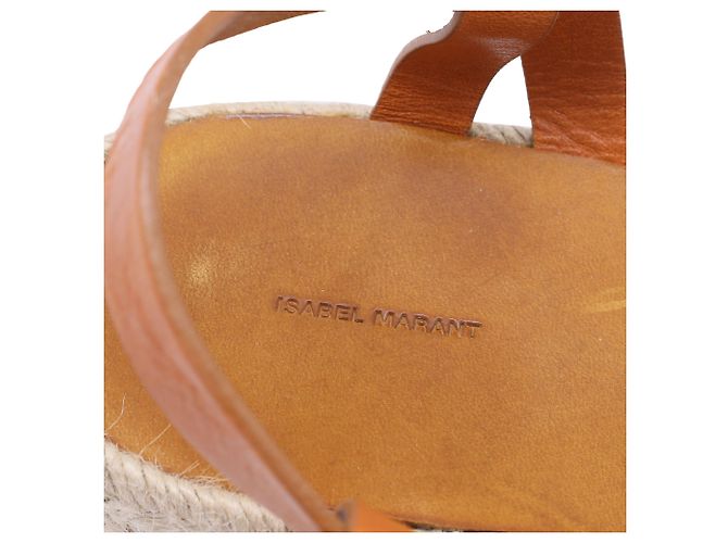 Sandali con zeppa espadrille e cinturino alla caviglia in pelle marrone Isabel Marant - vista 7