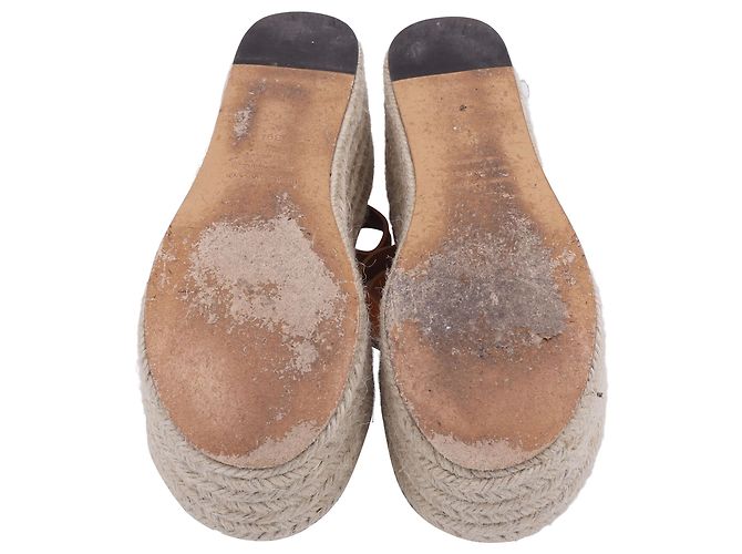 Sandali con zeppa espadrille e cinturino alla caviglia in pelle marrone Isabel Marant - vista 8
