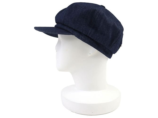 Cappello in denim con logo Triangolo Prada Blu - vista 3