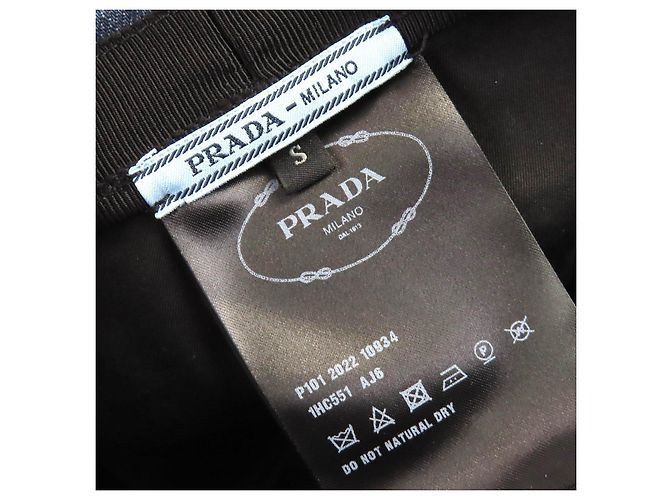 Cappello in denim con logo Triangolo Prada Blu - vista 8