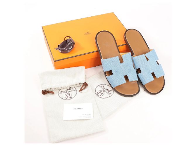 Hermès Sandali in denim HERMES Izmir in blu chiaro, taglia 43 EU - vista 5