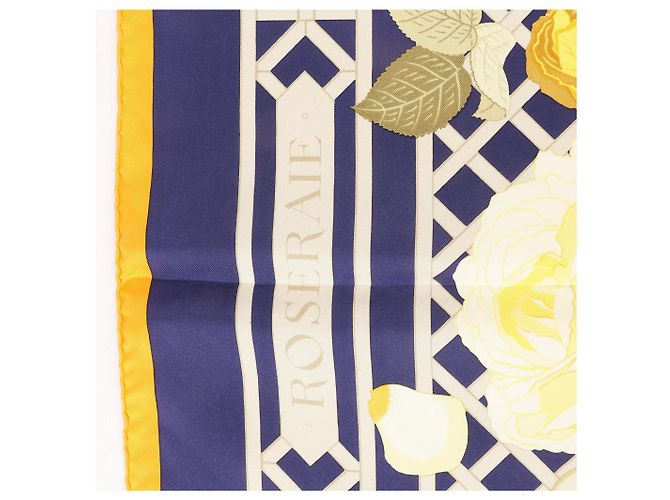 Garden Pañuelo de seda Hermès Carré 90 "ROSERAIE" en amarillo - vista 11