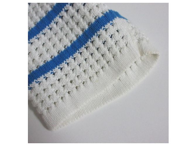 Autre Marque Sauberer und ordentlicher Häkelpullover Weiß Blau - Ansicht 4