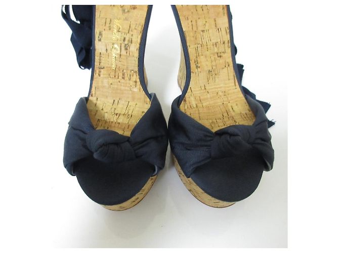 Autre Marque TSURU di MARIKO OIKAWA Sandali con zeppa in sughero Blu Blu navy - vista 2