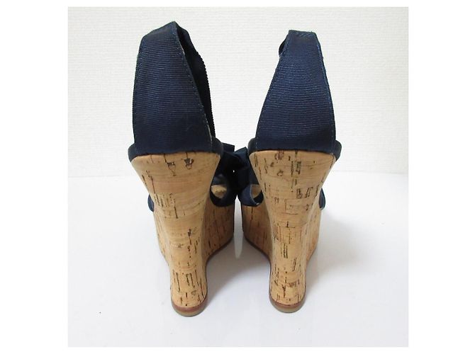 Autre Marque TSURU di MARIKO OIKAWA Sandali con zeppa in sughero Blu Blu navy - vista 3