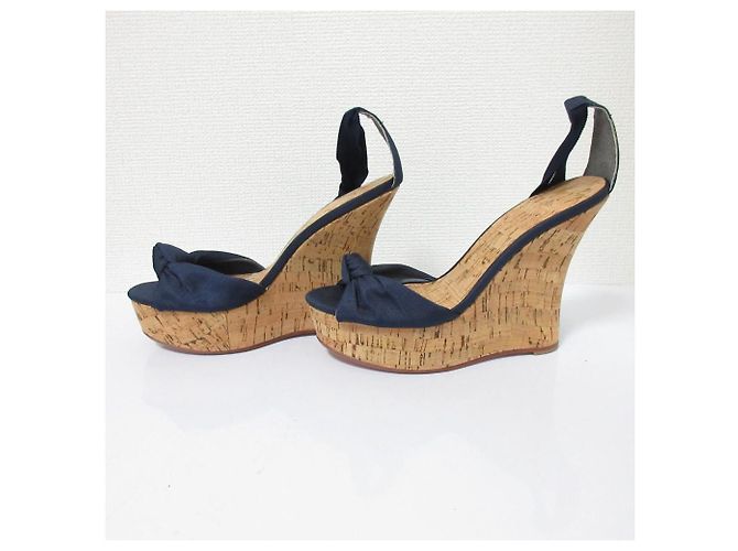 Autre Marque TSURU di MARIKO OIKAWA Sandali con zeppa in sughero Blu Blu navy - vista 4