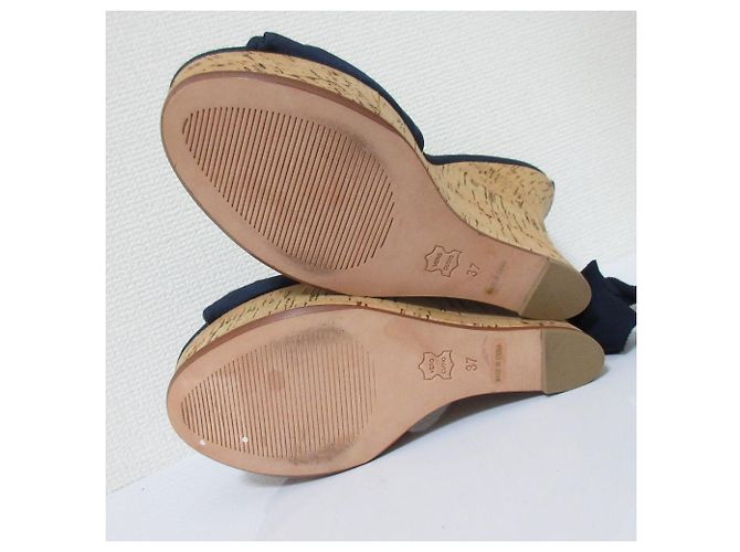 Autre Marque TSURU di MARIKO OIKAWA Sandali con zeppa in sughero Blu Blu navy - vista 9