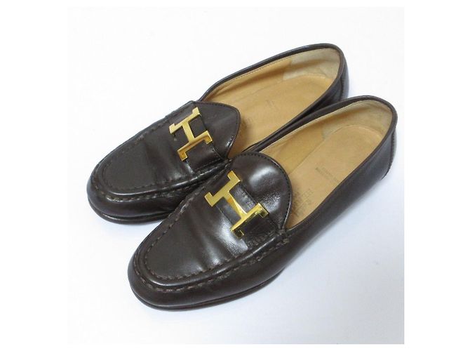 Constance Leder Slipper von Hermès Braun - Ansicht 2