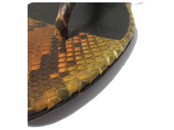 Gucci Bamboo Python-Leder Flache Sandalen Braun - Ansicht 15