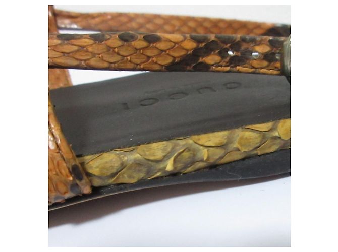 Gucci Bamboo Python-Leder Flache Sandalen Braun - Ansicht 17