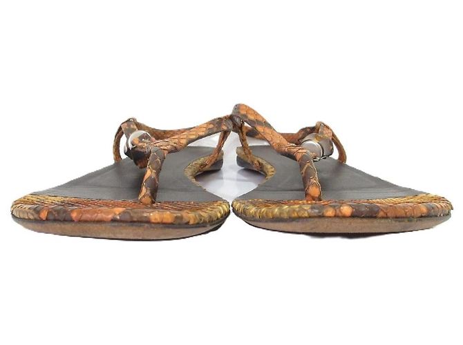 Gucci Bamboo Python-Leder Flache Sandalen Braun - Ansicht 3