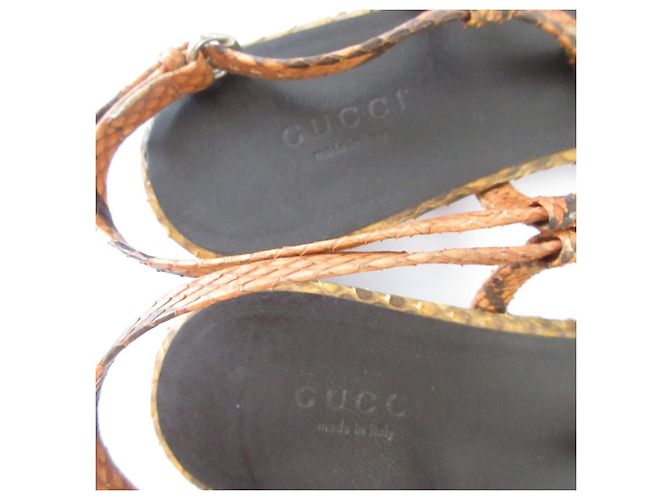 Gucci Bamboo Python-Leder Flache Sandalen Braun - Ansicht 5