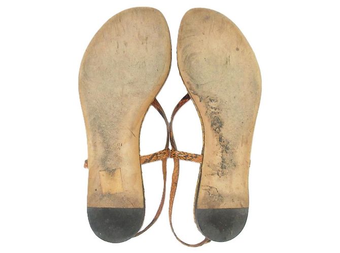 Gucci Bamboo Python-Leder Flache Sandalen Braun - Ansicht 6