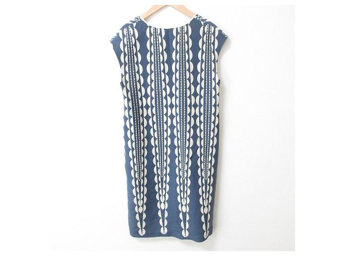 Autre Marque Cloudy Flower Seiden-Kaschmir-Mix-Kleid von mina perhonen Blau - Ansicht 2