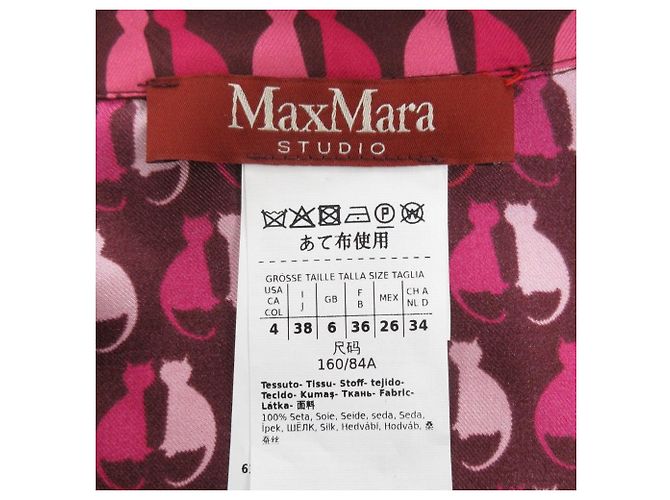Vestido de seda con estampado de gato Max Mara STUDIO Rosa - vista 6