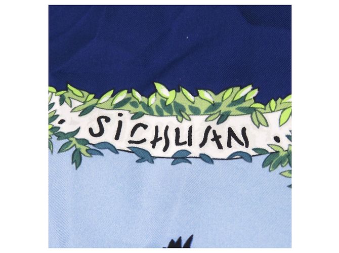 Bufanda de seda Sichuan Carré 90 de Hermès Azul marino - vista 2