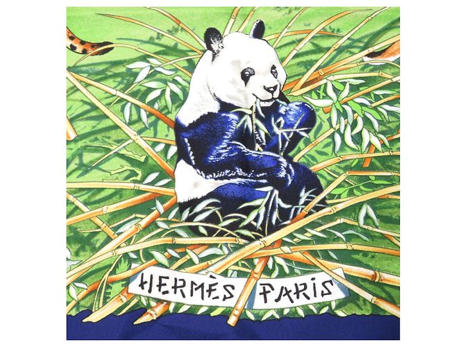Bufanda de seda Sichuan Carré 90 de Hermès Azul marino - vista 3