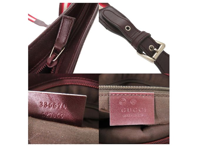 Borsa a Spalla Gucci GG Stampata Bordò - vista 10