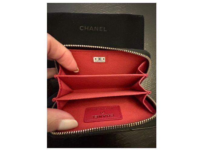 Portafoglio Chanel 19 in pelle di struzzo nera Nero - vista 6