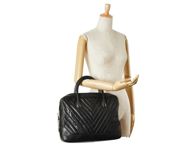 Borsa Chanel Chevron V-Stitch Nero - vista 13
