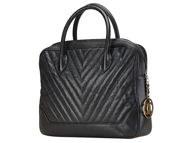 Borsa Chanel Chevron V-Stitch Nero - vista 2