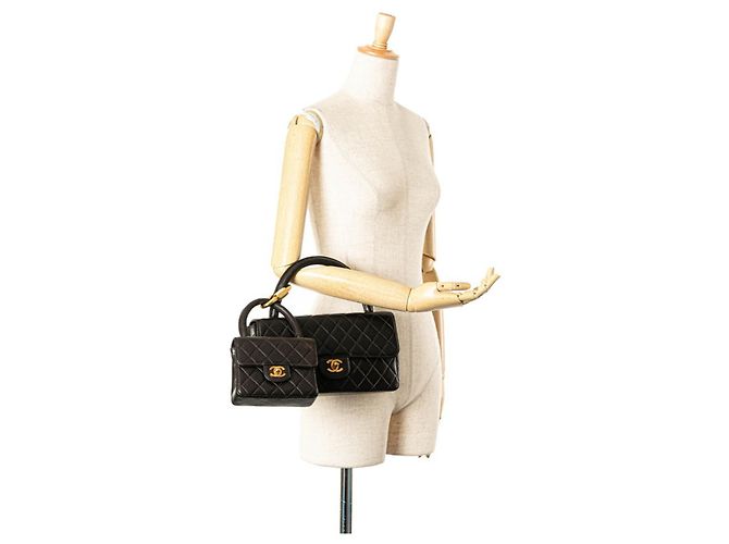 Borsa a mano Chanel genitore-figlio in pelle di agnello nera Nero - vista 17
