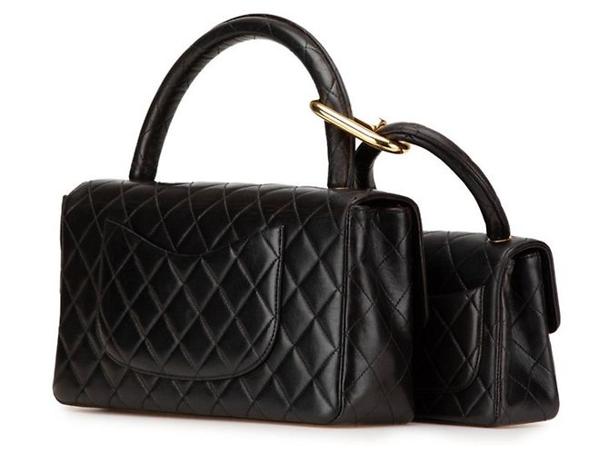 Borsa a mano Chanel genitore-figlio in pelle di agnello nera Nero - vista 2