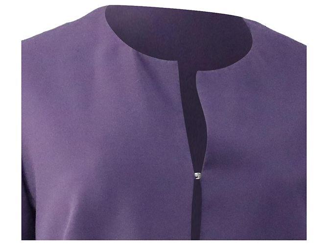 Hugo Boss Jileky Collarless Short Jacket in Purple Polyester - view 2