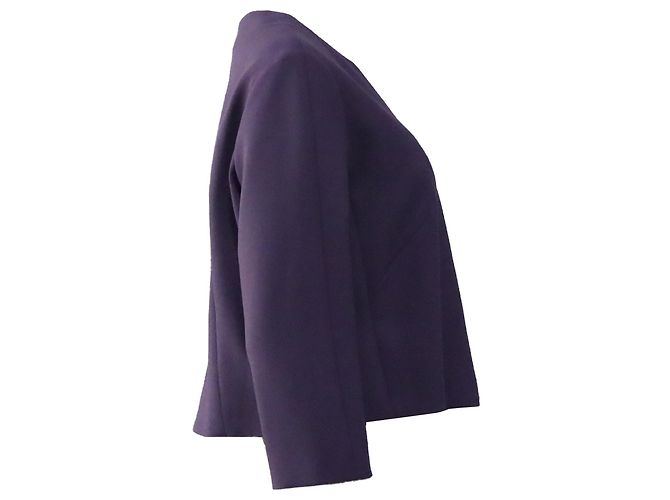 Hugo Boss Jileky Collarless Short Jacket in Purple Polyester - view 3