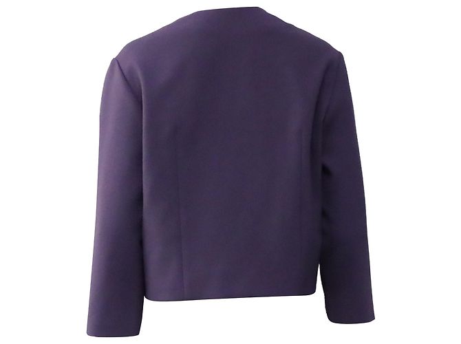 Hugo Boss Jileky Collarless Short Jacket in Purple Polyester - view 4