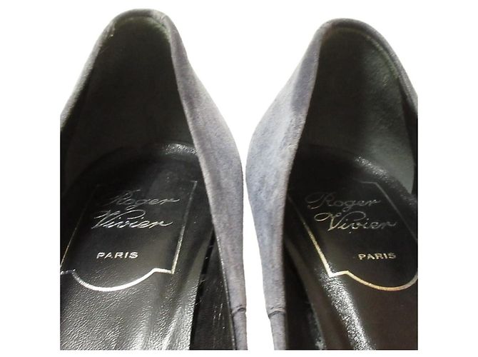 Pumps in suede intrecciato Roger Vivier Blu - vista 6