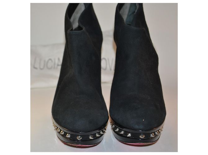 Bottines Luciano Padovan en daim noir - vue 2