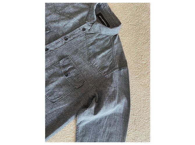 camicia da uomo grigio mélange 100% cotone taglia XL Adolfo Dominguez - vista 5